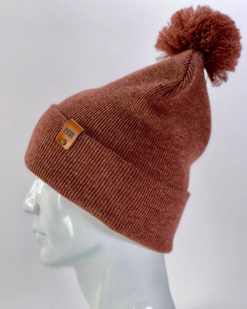 HAAKWEAR Pom Pom Beanie - Made in USA - Rusty Burgundy - Renee Lane Company