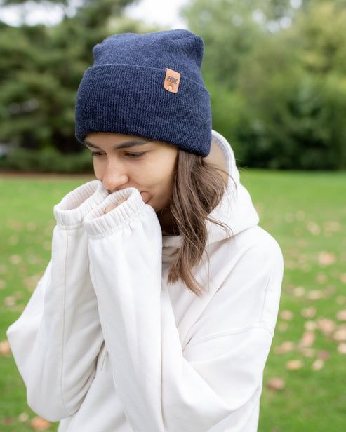 HAAKWEAR Theta-Stitch Cuffed Beanie - Designed and Made in USA (Patent Pending Design) - Denim Blue - Renee Lane Company