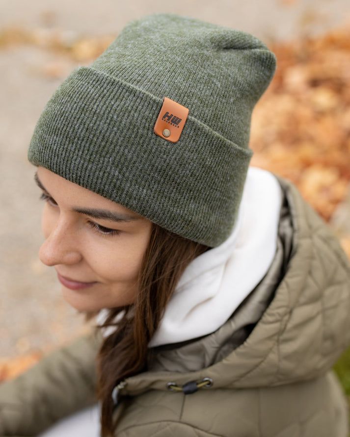 HAAKWEAR Theta-Stitch Cuffed Beanie - Designed and Made in USA (Patent Pending Design) - Forest Green - Renee Lane Company