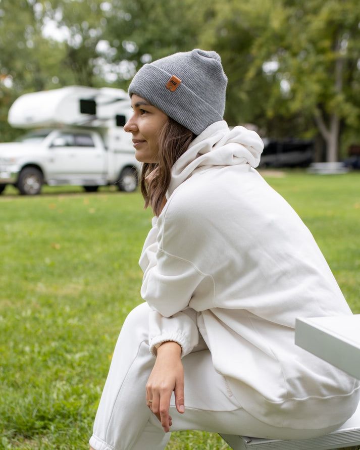 HAAKWEAR Theta-Stitch Cuffed Beanie - Designed and Made in USA (Patent Pending Design) - Koala Gray - Renee Lane Company