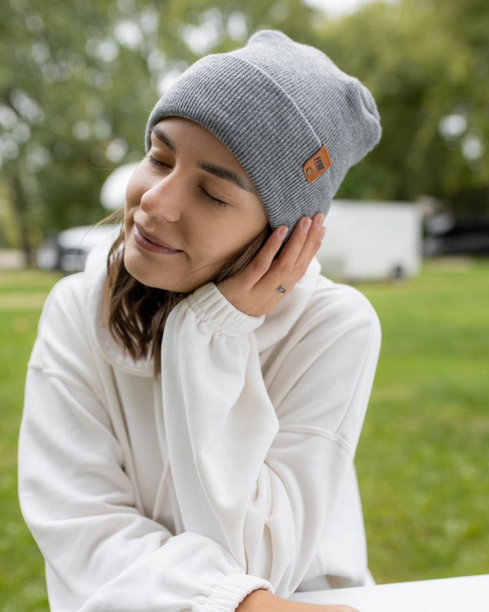 HAAKWEAR Theta-Stitch Cuffed Beanie - Designed and Made in USA (Patent Pending Design) - Koala Gray - Renee Lane Company