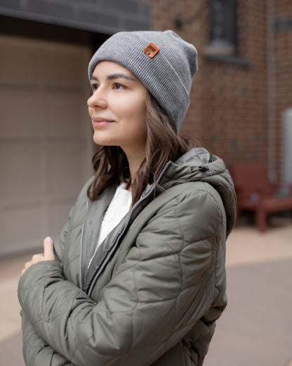 HAAKWEAR Theta-Stitch Cuffed Beanie - Designed and Made in USA (Patent Pending Design) - Koala Gray - Renee Lane Company