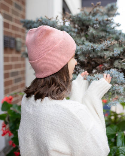 HAAKWEAR Theta-Stitch Cuffed Beanie - Designed and Made in USA (Patent Pending Design) - Pearl Pink - Renee Lane Company