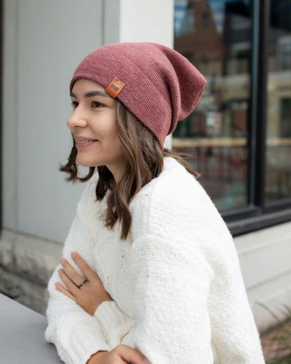 HAAKWEAR Theta-Stitch Cuffed Beanie - Designed and Made in USA (Patent Pending Design) - Rusty Burgundy - Renee Lane Company