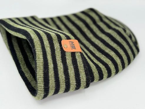HAAKWEAR Theta Stitch RORO Cuffed Beanie (Patent Pending Design)-Green/Black, Made in USA - Renee Lane Company