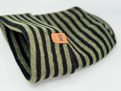 HAAKWEAR Theta Stitch RORO Cuffed Beanie (Patent Pending Design)-Green/Black, Made in USA - Renee Lane Company