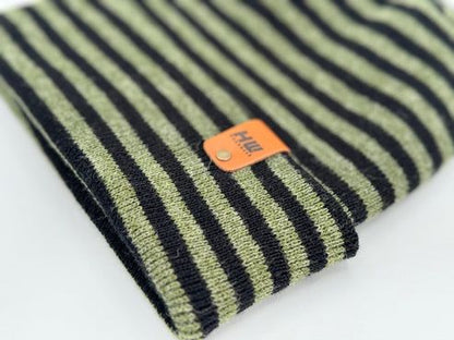 HAAKWEAR Theta Stitch RORO Cuffed Beanie (Patent Pending Design)-Green/Black, Made in USA - Renee Lane Company