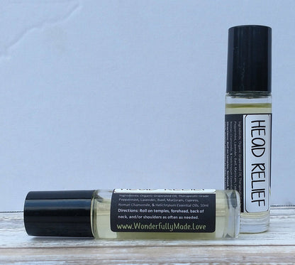 HEAD RELIEF- headache | migraine | allergies | natural pain relief | essential oils | roller bottle | all natural pain relief | head help - Renee Lane Company