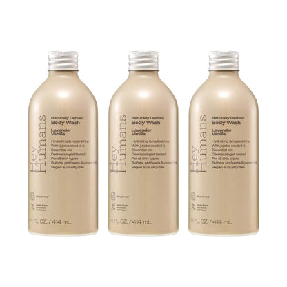 HEY HUMANS Body Wash Lavender Vanilla - 14 fl oz - (Pack of 3) - Renee Lane Company