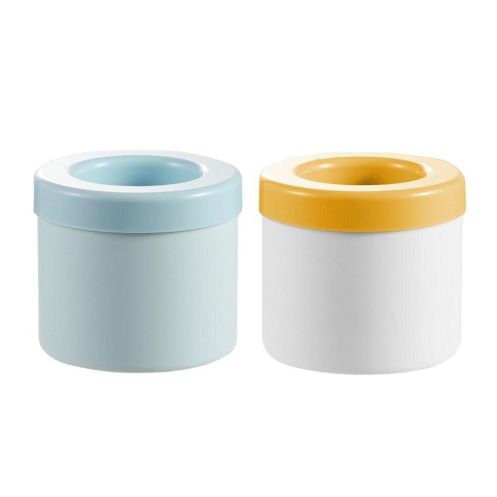 Silicone ice maker buckets, light blue and yellow-lidded white cylinder designs