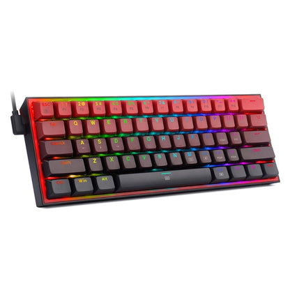 Mini mechanical wired gaming keyboard with RGB backlit keys and red frame