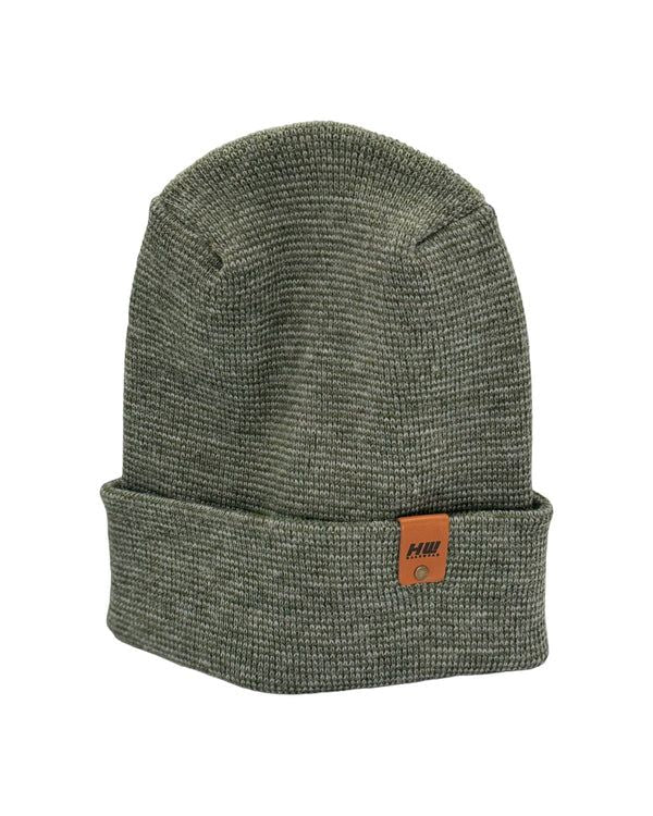 Haakwear Theta Stitch Fusion Cuffed Beanie (Patent Pending Design)-Gray/Green, Made in USA - Renee Lane Company