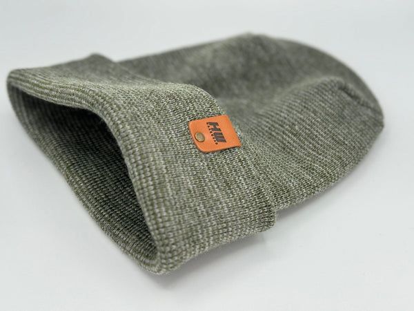 Haakwear Theta Stitch Fusion Cuffed Beanie (Patent Pending Design)-Gray/Green, Made in USA - Renee Lane Company