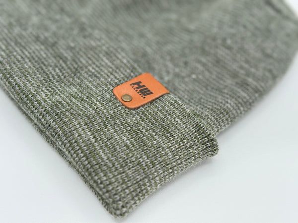 Haakwear Theta Stitch Fusion Cuffed Beanie (Patent Pending Design)-Gray/Green, Made in USA - Renee Lane Company
