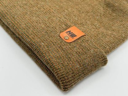 Haakwear Theta Stitch Fusion Cuffed Beanie (Patent Pending Design)-Green/Brown, Made in USA - Renee Lane Company