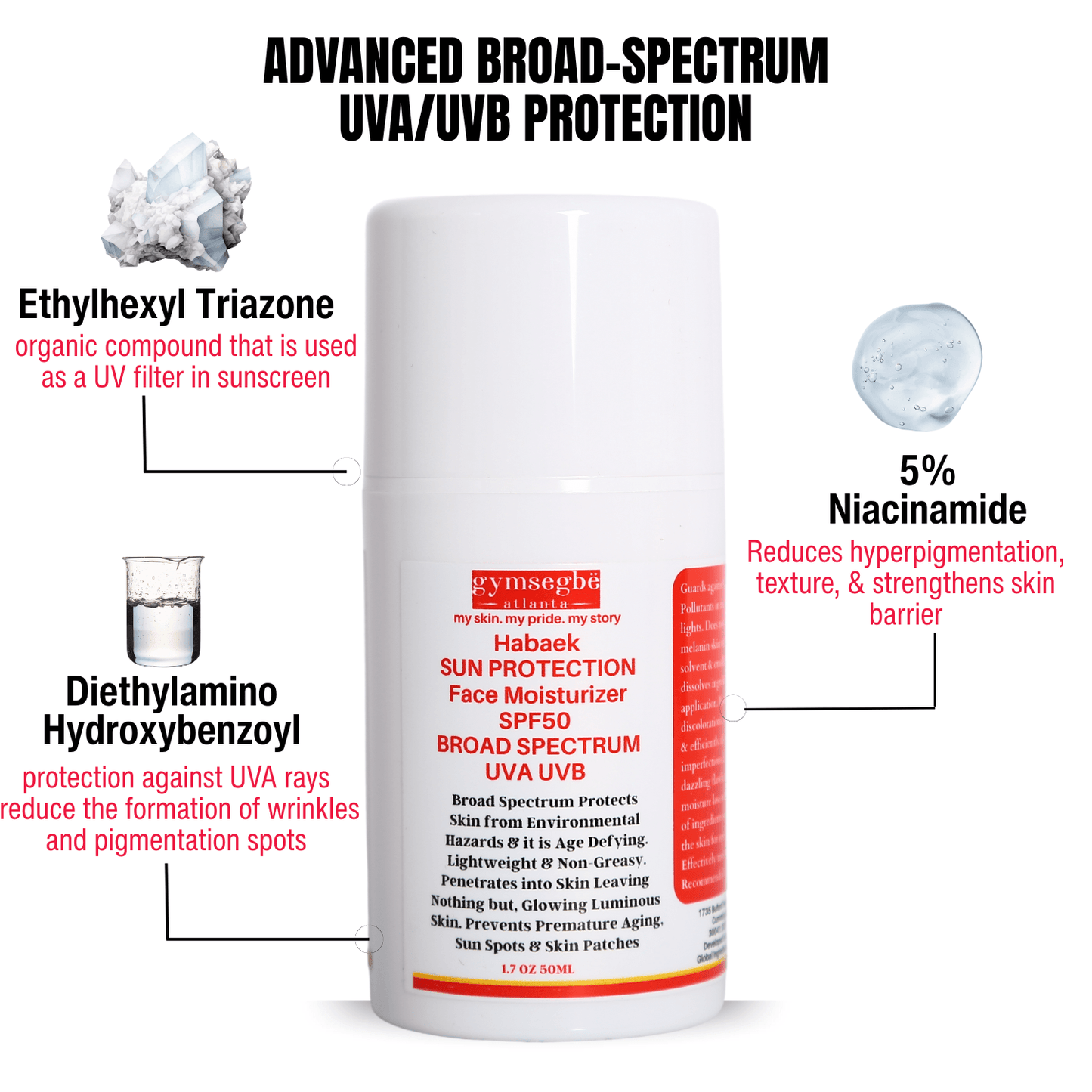 Habaek Sun Protection Face Moisturizer SPF50 | Peptides | Niacinamide - Renee Lane Company