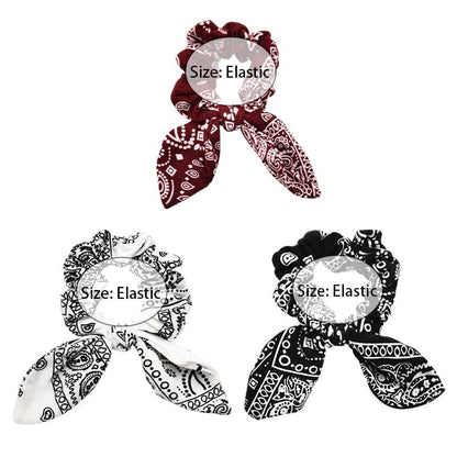 Hair Bow Scrunchy Hair Ties for Girls Ponytail Holders for Women Bunny Ear Scrunchies 3Pcs - Renee Lane Company