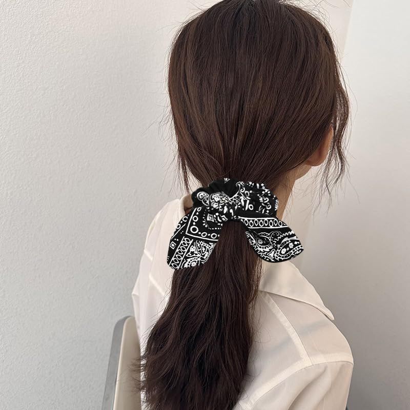 Hair Bow Scrunchy Hair Ties for Girls Ponytail Holders for Women Bunny Ear Scrunchies 3Pcs - Renee Lane Company