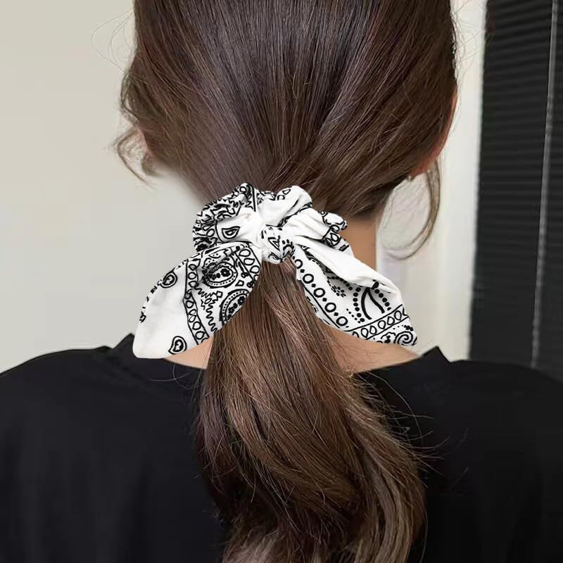 Hair Bow Scrunchy Hair Ties for Girls Ponytail Holders for Women Bunny Ear Scrunchies 3Pcs - Renee Lane Company
