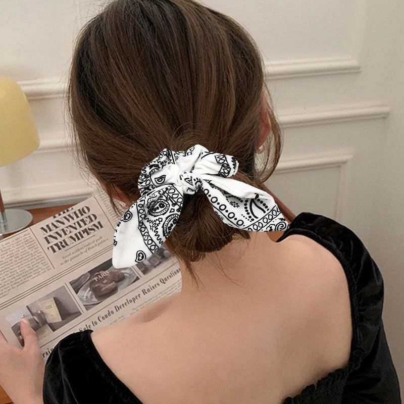Hair Bow Scrunchy Hair Ties for Girls Ponytail Holders for Women Bunny Ear Scrunchies 3Pcs - Renee Lane Company