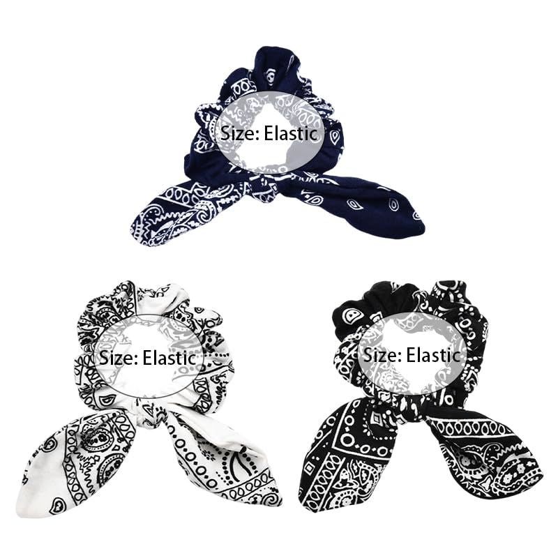 Hair Bow Scrunchy Hair Ties for Girls Ponytail Holders for Women Bunny Ear Scrunchies 3Pcs - Renee Lane Company
