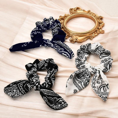 Hair Bow Scrunchy Hair Ties for Girls Ponytail Holders for Women Bunny Ear Scrunchies 3Pcs - Renee Lane Company