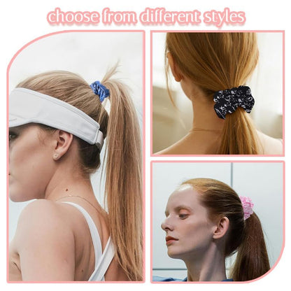 Hair Bow Scrunchy Hair Ties for Girls Ponytail Holders for Women Bunny Ear Scrunchies 3Pcs - Renee Lane Company