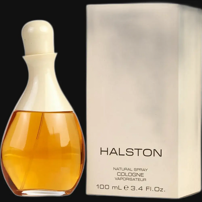 Halston cologne bottle with box, natural spray, 100 ml, amber-orange liquid