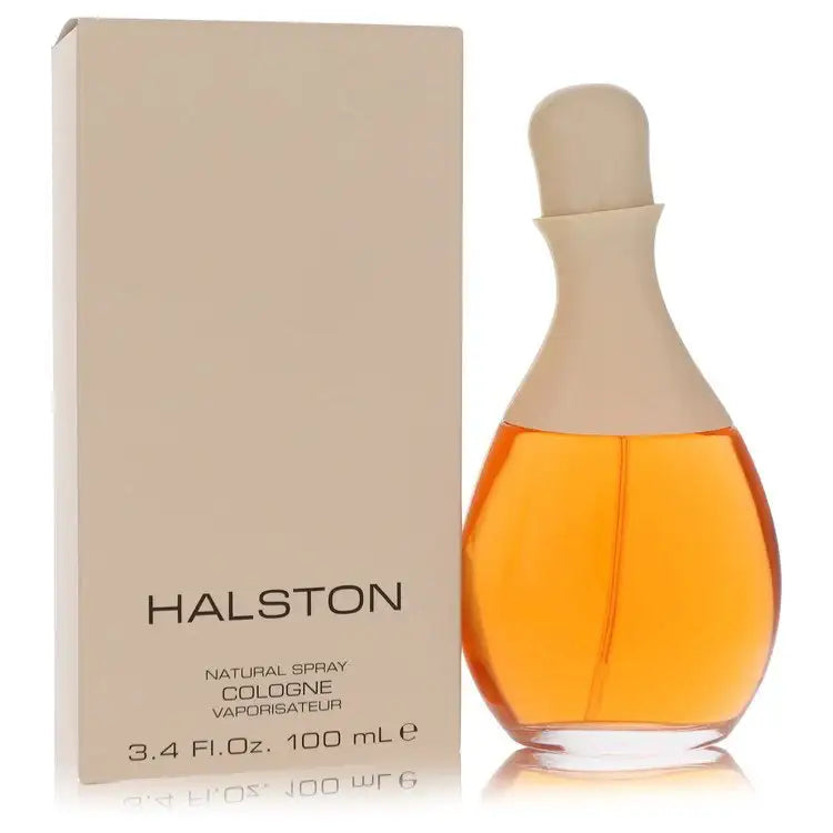 Halston cologne bottle with box, natural spray, 100 ml, amber-orange liquid