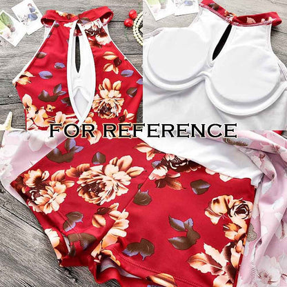 Halter Top Bathing Suit One Piece Swimsuit Boyshort Beach wear with Underwire - Renee Lane Company