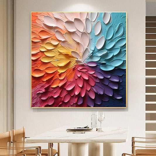 Hand Painted Original Textured Flower Oil Painting On Canvas Large Wall Art Abstract Minimalist Art Custom Painting Colorful Wall Art Decor Living Room Art - Renee Lane Company