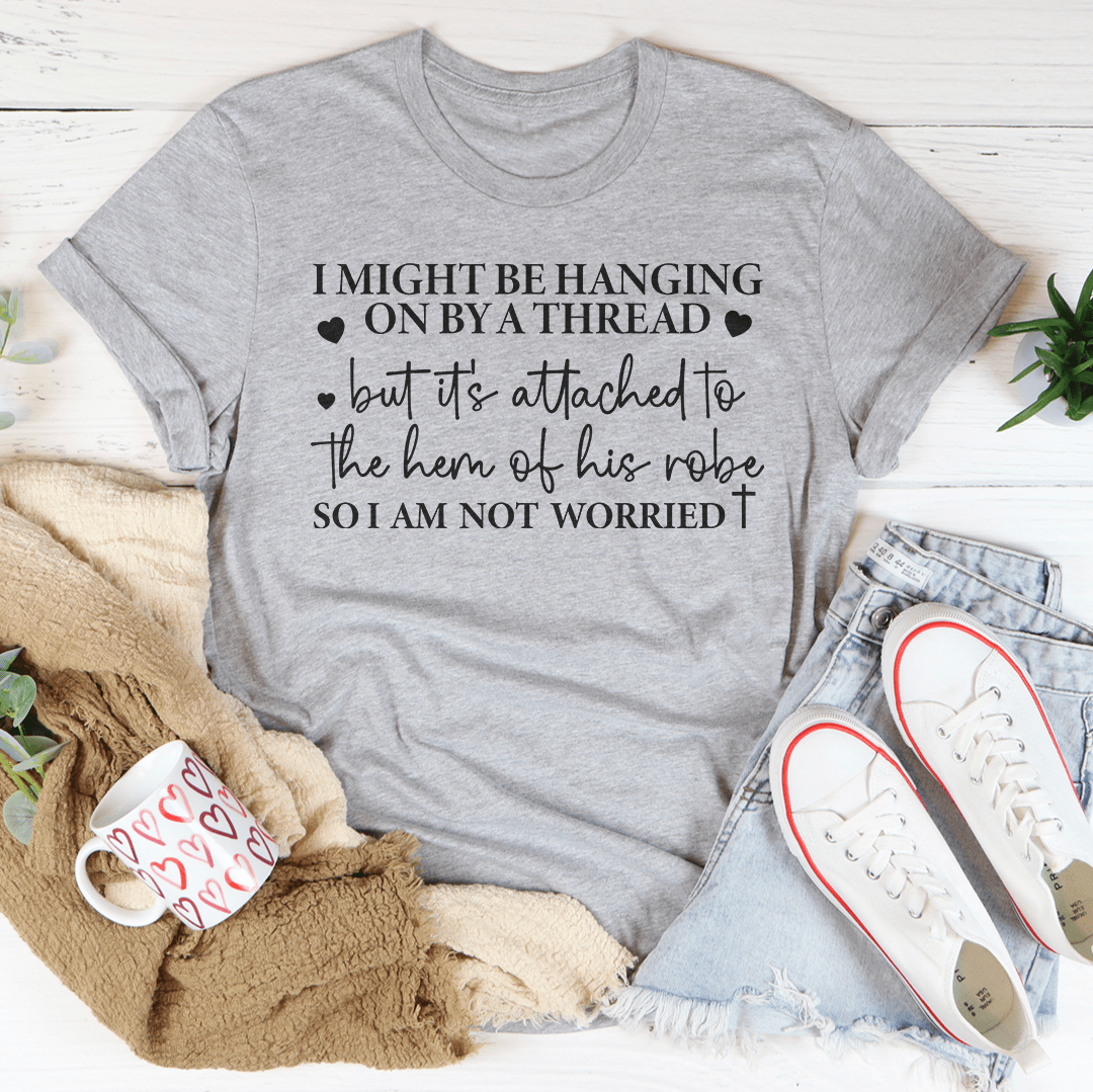 Heather gray crewneck T-shirt with distressed quote graphic on the front.
