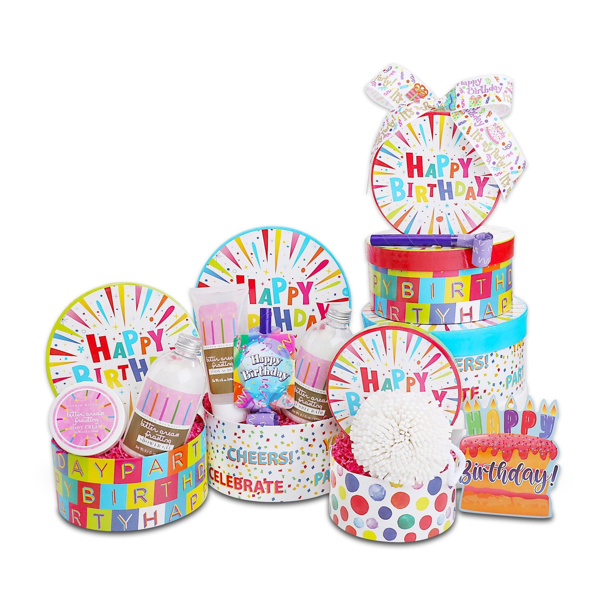 Happy Birthday Spa Wishes Gift Tower - Renee Lane Company