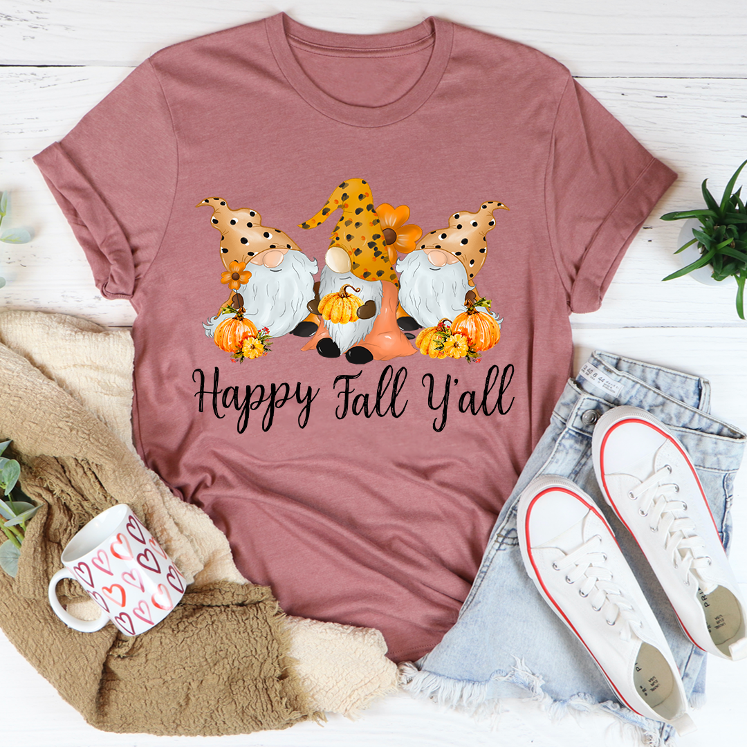 Happy Fall Y'all Gnomies T-Shirt - Renee Lane Company