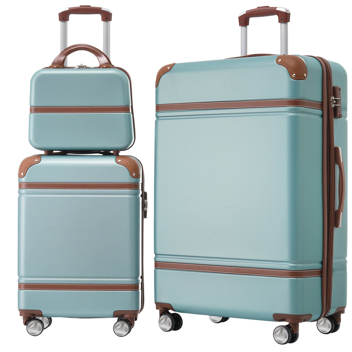 Hardshell Luggage Sets 3 Pieces 20"+28" Luggages and Cosmetic Case Spinner Suitcase with TSA Lock Lightweight,Green - Renee Lane Company