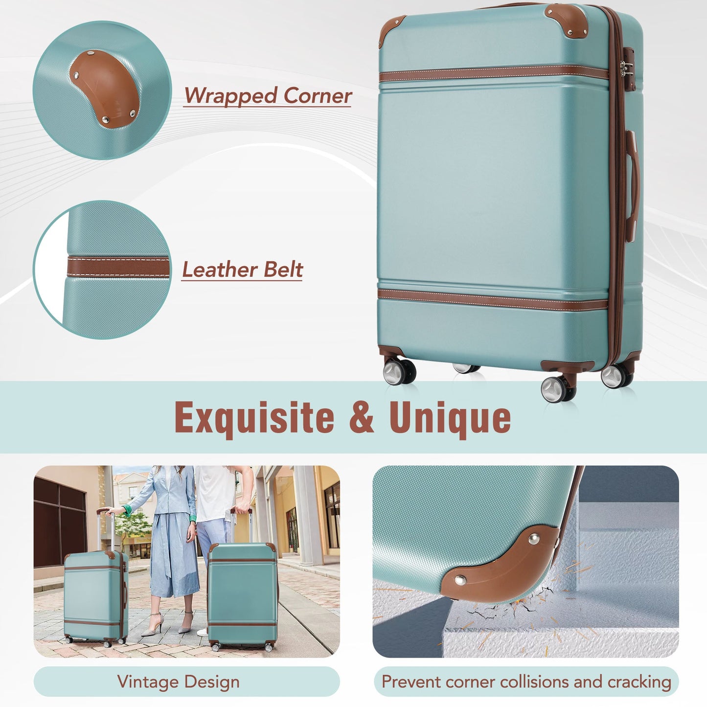 Hardshell Luggage Sets 4 Pieces 20"+24"+28" Luggages and Cosmetic Case Spinner Suitcase with TSA Lock Lightweight - Renee Lane Company