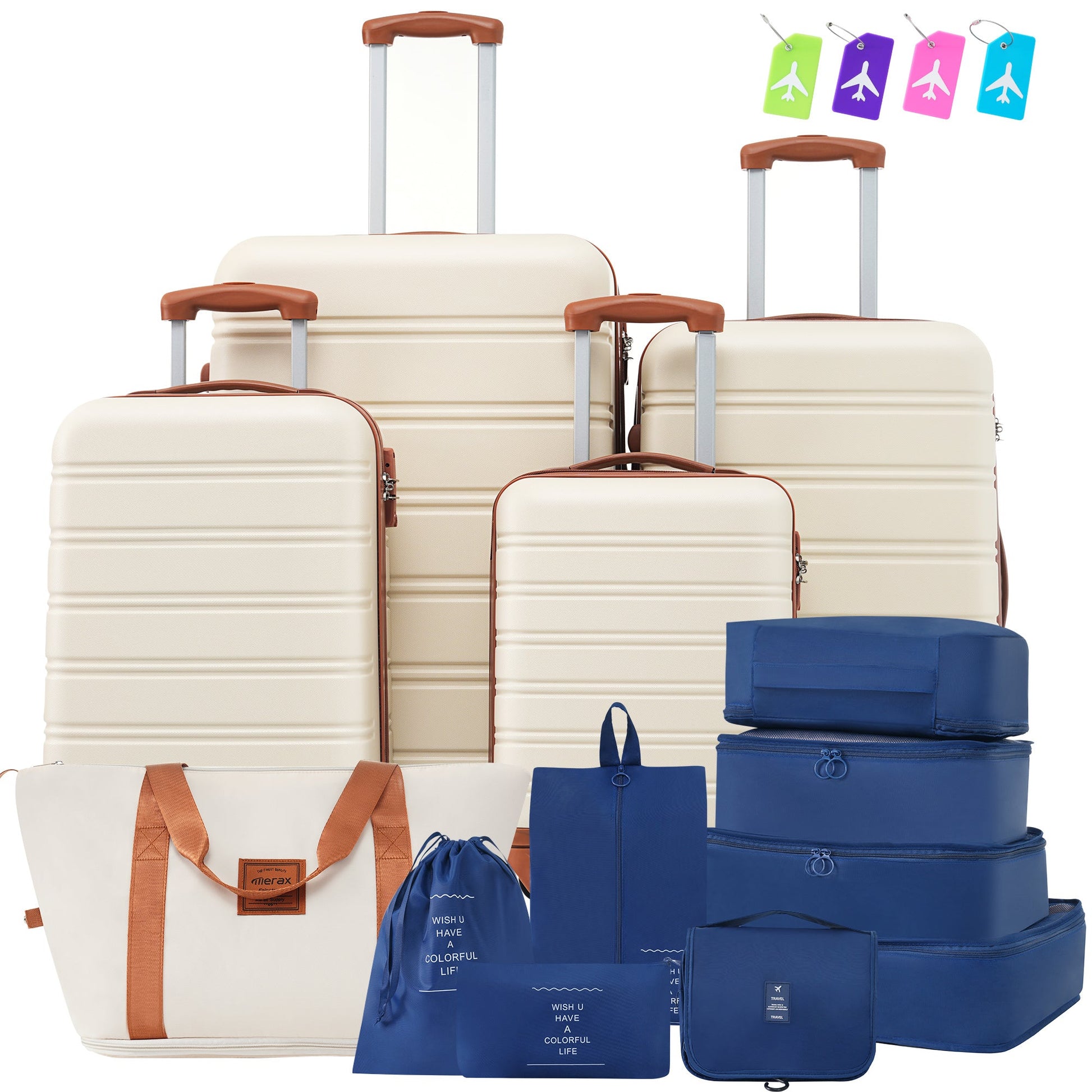 Hardshell Luggage Sets 4 pcs + Bag Spinner Suitcase with TSA Lock Lightweight-16"+20"+24"+28" Luggages - Renee Lane Company