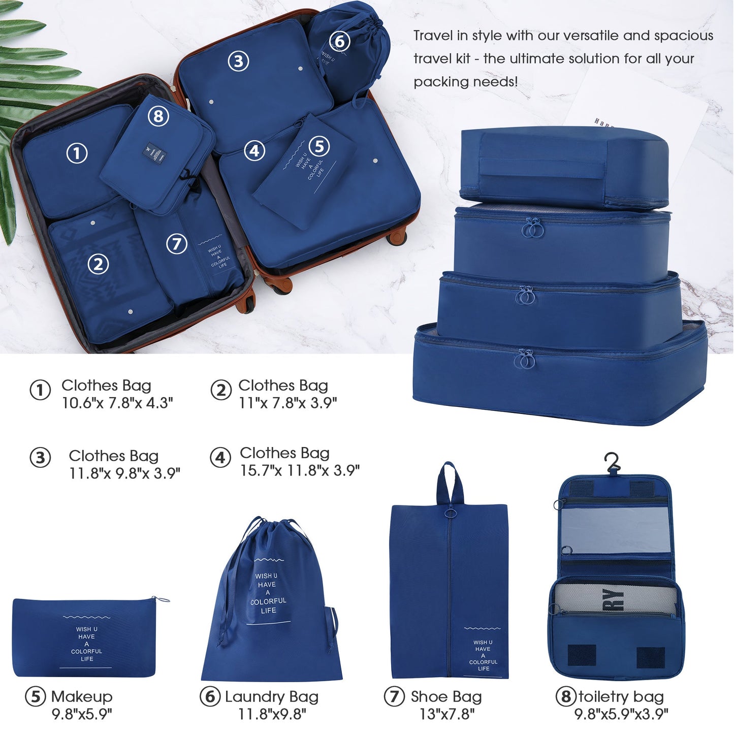 Hardshell Luggage Sets 4 pcs + Bag Spinner Suitcase with TSA Lock Lightweight-16"+20"+24"+28" Luggages - Renee Lane Company