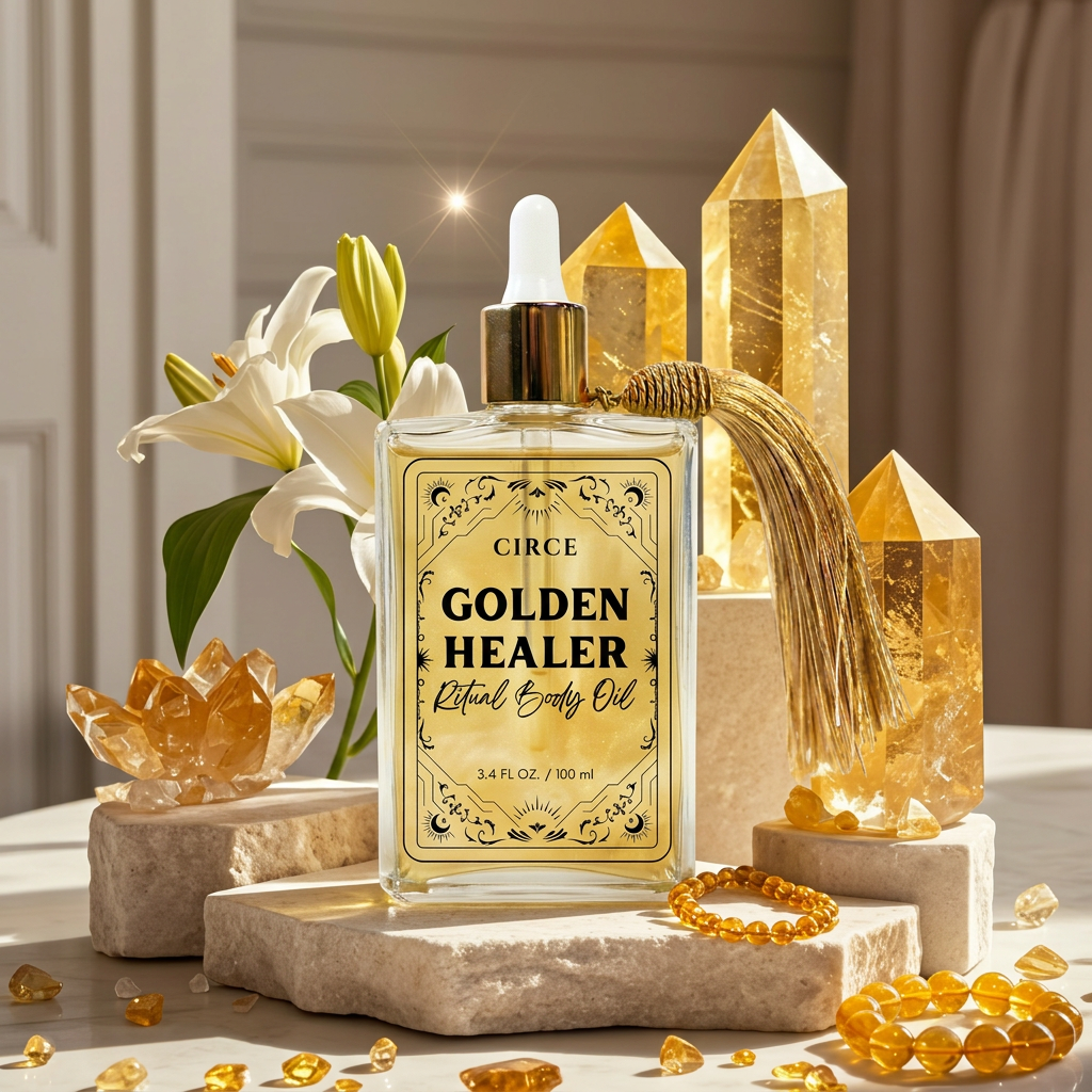 Healing Ritual Body Oil — Lavender & Chamomile Oil with Golden Healer Quartz - Renee Lane Company