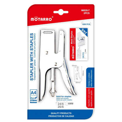 Heavy-Duty Metal Plier Stapler Full-Strip With Staples 1000 Pcs - Renee Lane Company