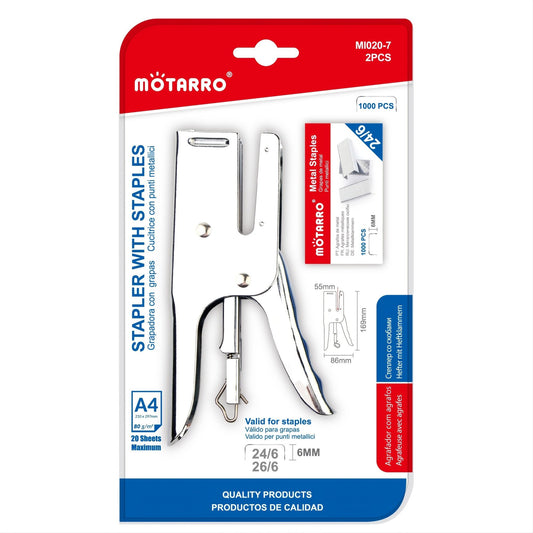 Heavy-Duty Metal Plier Stapler Full-Strip With Staples 1000 Pcs - Renee Lane Company