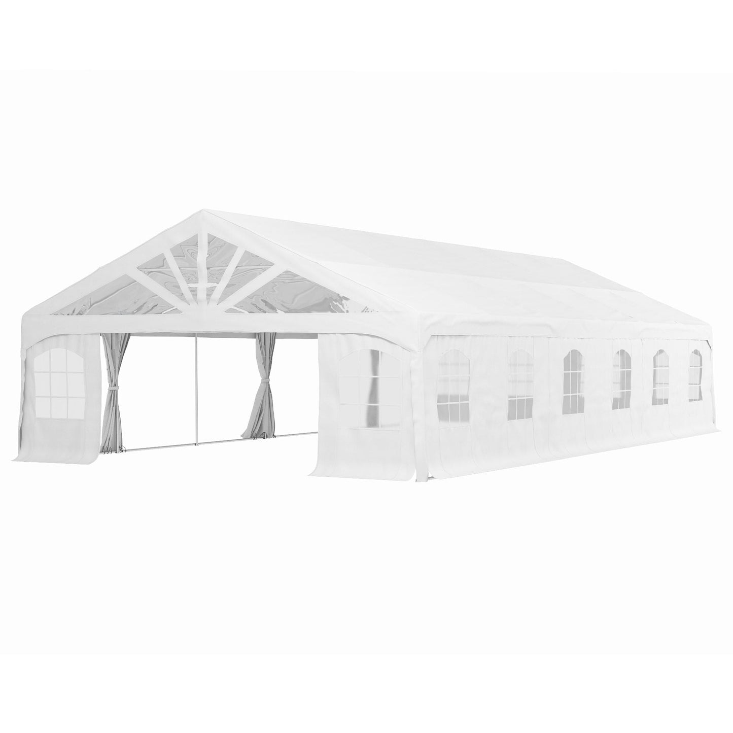 Heavy Duty Party Tent, 19.5' x 39' Large Sun Shade Canopy Tent for Parties, Wedding, Events, BBQ Grill, White - Renee Lane Company