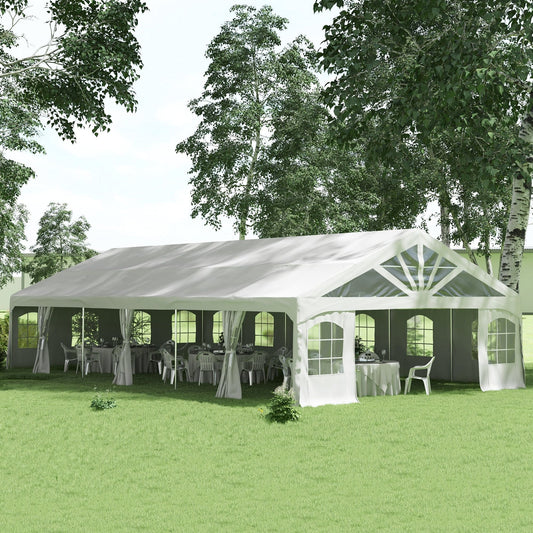 Heavy Duty Party Tent, 19.5' x 39' Large Sun Shade Canopy Tent for Parties, Wedding, Events, BBQ Grill, White - Renee Lane Company