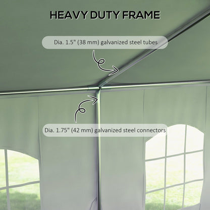 Heavy Duty Party Tent, 19.5' x 39' Large Sun Shade Canopy Tent for Parties, Wedding, Events, BBQ Grill, White - Renee Lane Company