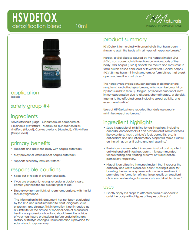 Herpes Detoxification Essential Oil Blend - Renee Lane Company