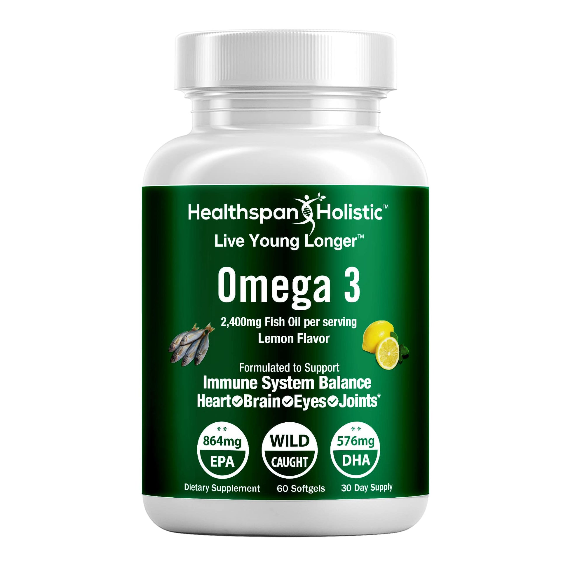 High Dose Omega 3 Fish Oil Supplement 60 Softgels - Renee Lane Company