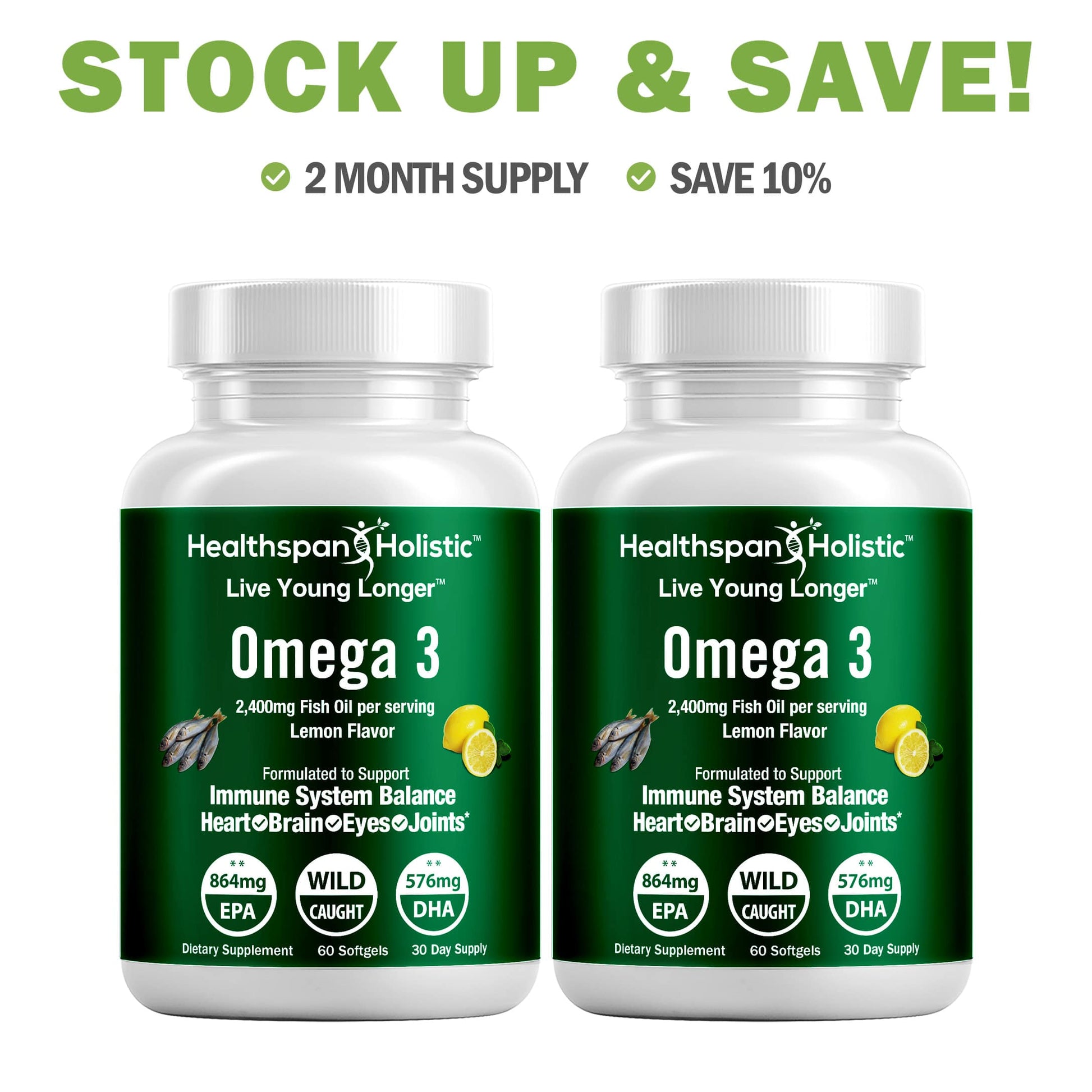 High Dose Omega 3 Fish Oil Supplement 60 Softgels - Renee Lane Company