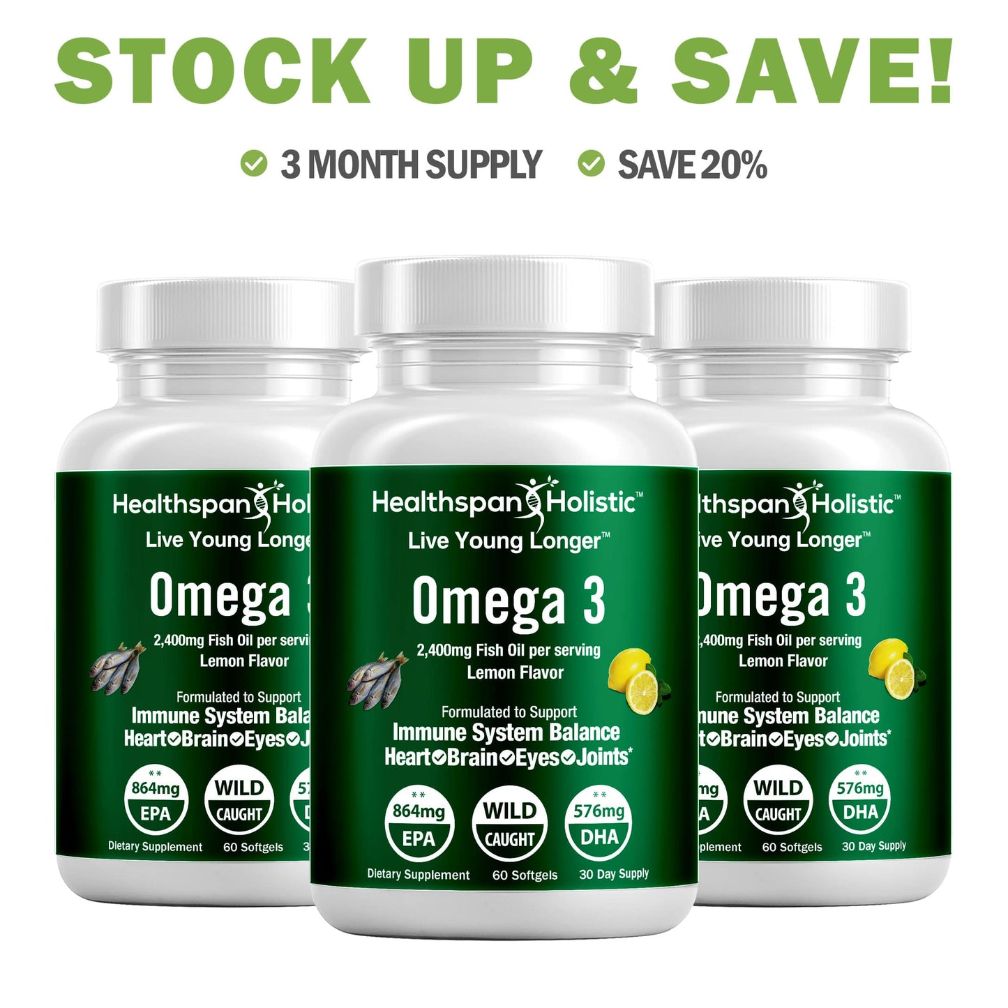 High Dose Omega 3 Fish Oil Supplement 60 Softgels - Renee Lane Company