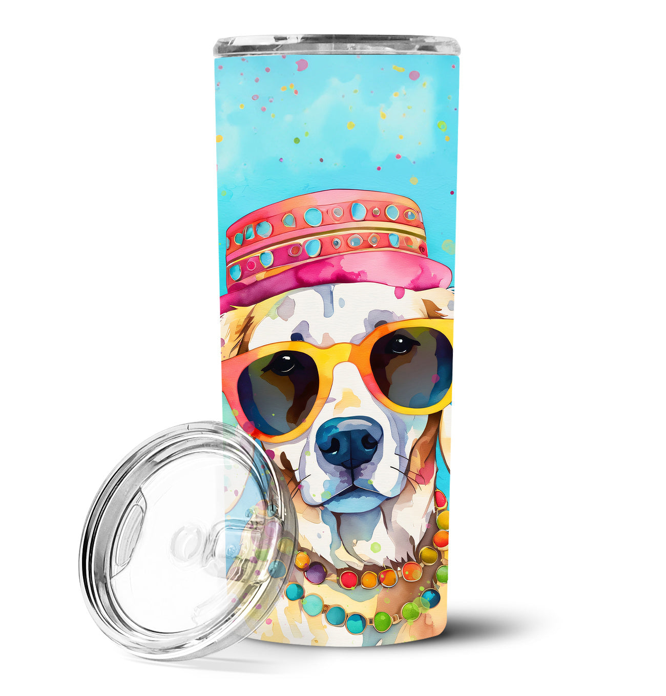 Hippie Dawg Stainless Steel Skinny Tumbler Vacuum Double Walled Reusable Insulated Tumbler Travel Cup for Coffee Cocktails Gift with Lid, 20 oz - Renee Lane Company