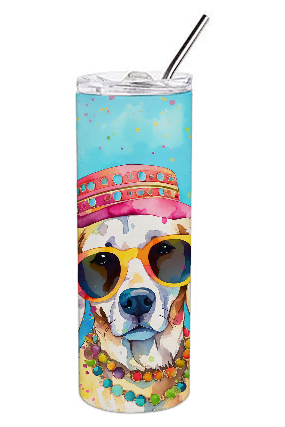 Hippie Dawg Stainless Steel Skinny Tumbler Vacuum Double Walled Reusable Insulated Tumbler Travel Cup for Coffee Cocktails Gift with Lid, 20 oz - Renee Lane Company